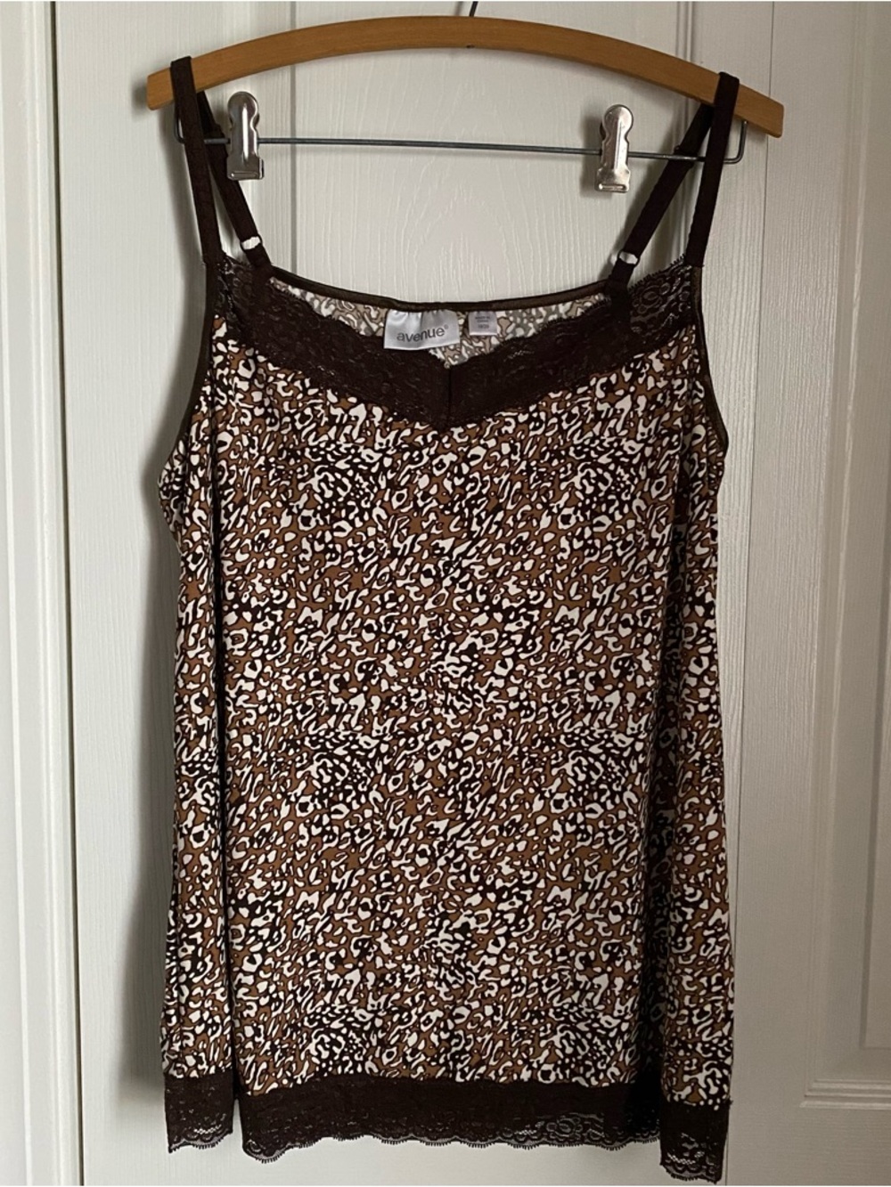 Chocolate Brown Lace Cami Tank Top 1X Animal Print Vintage Y2K Mobwife Coquette